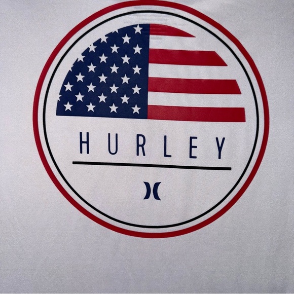 Hurley Men’s Long Sleeve Moisture Wicking Shirt
 Large White UPF -50+ US Flag - Picture 4 of 7